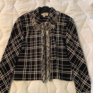 St. John Collection by Marie Gray. Size 16. Black and white plaid with fringe